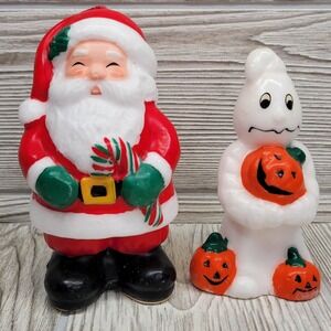 Avon Christmas Santa Halloween Ghost Blow‎ Mold Candle Figures Holiday VTG